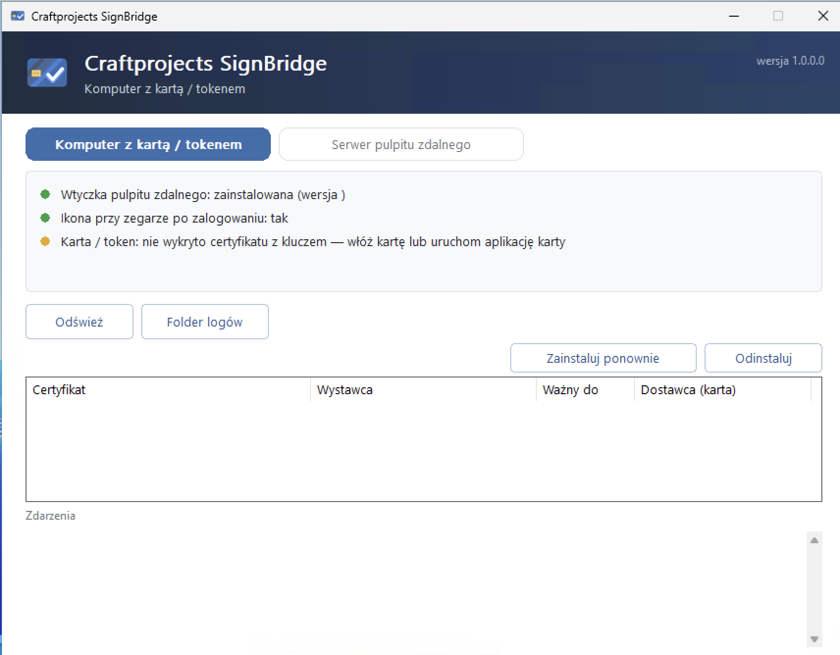 Craftprojects SignBridge — komputer z kartą